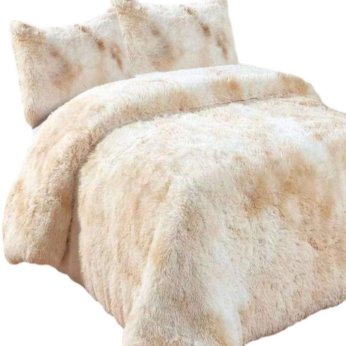GENERICO - PLUMON PELUDO 2 PLAZAS BEIGE JASPEADO
