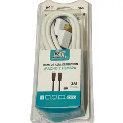 GENERICO - Cable Extensor Hdmi Alta Definición Macho A Hembra 3m