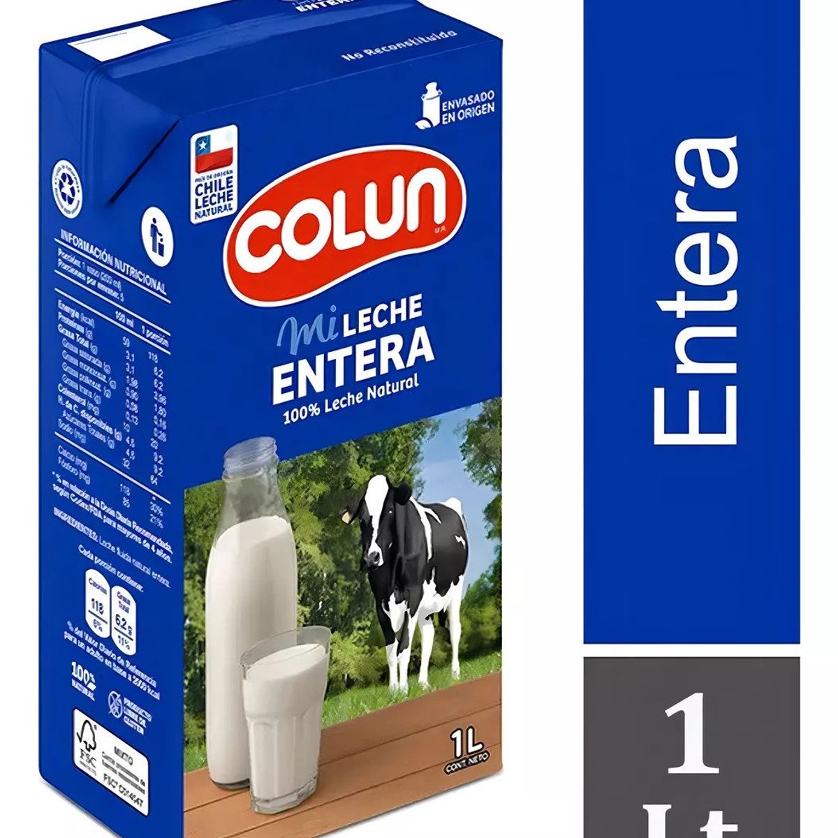 COLUN - Leche Entera 1 Lt Colun, Pack 12