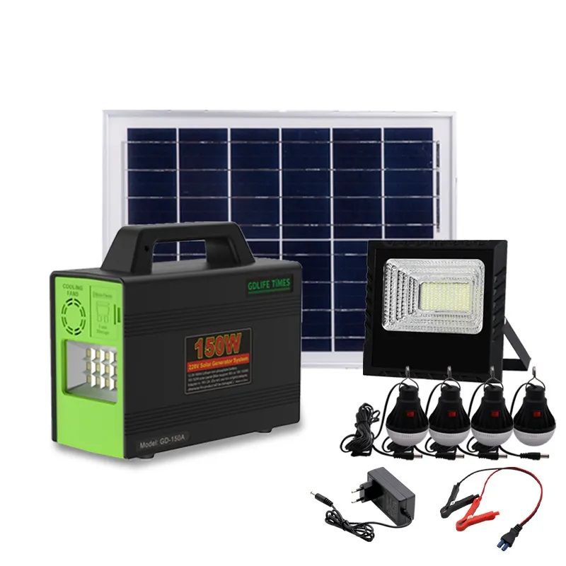 STARTECHOFFICE - Generador Solar 150W 4 Ampolletas LED Reflector / Panel Solar 50400mAh