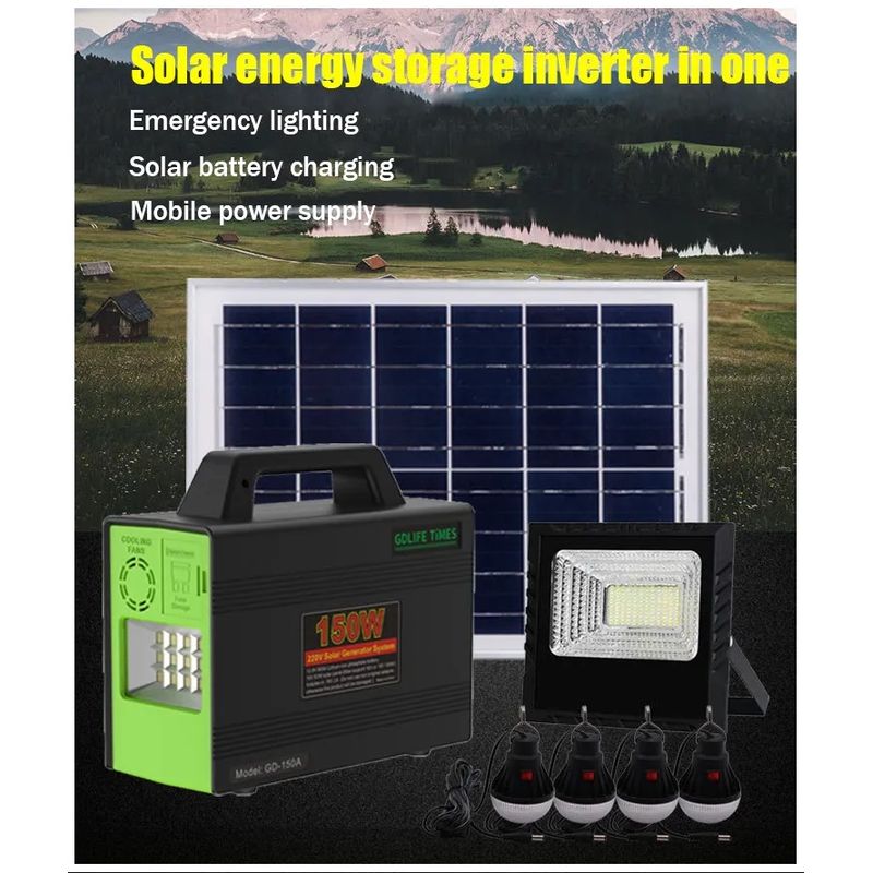 GENERICO - Generador Solar Portátil 150W con Panel Solar de 45W Batería de 160Wh