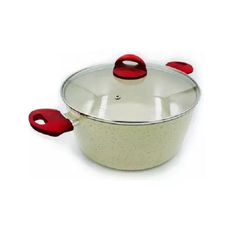 OEM - Olla Cacerola Marmoleada 24cm 5800ml Antiadherente Arte Andino