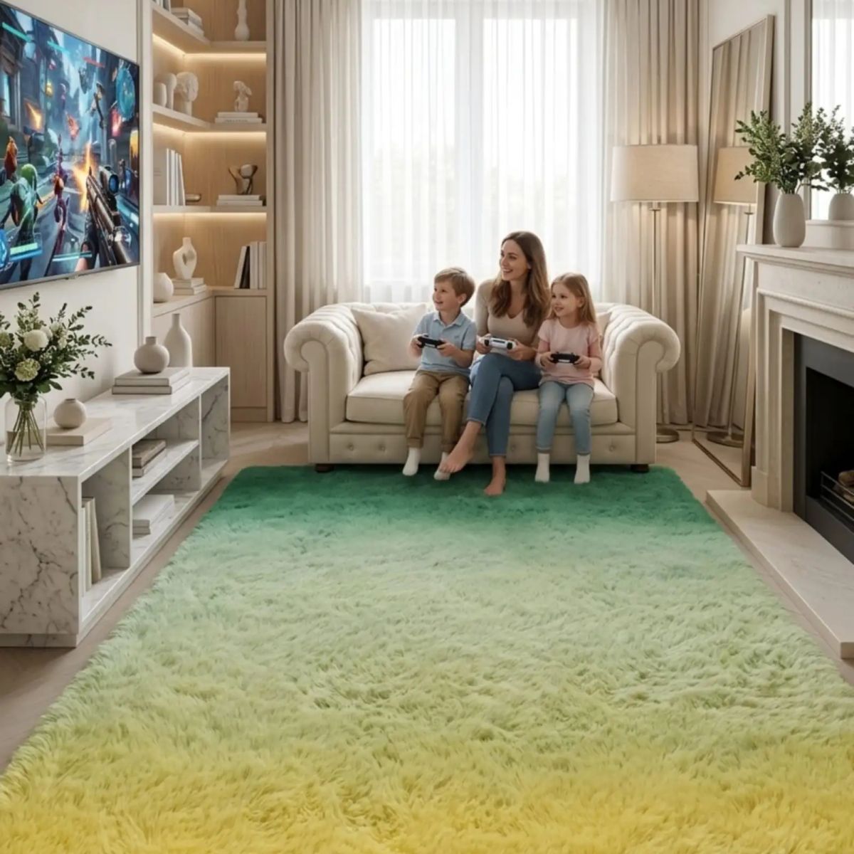 GENERICO - Alfombra Shaggy Peluda Extra Suave VERANO / INVIERNO 180 x 200 cm