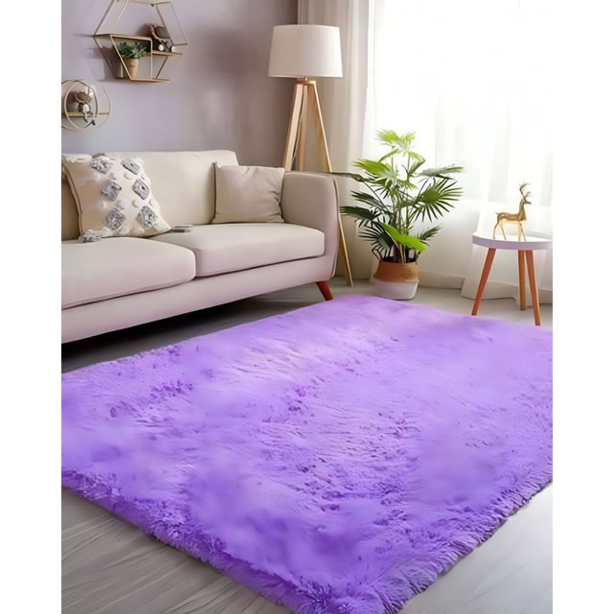 GENERICO - Alfombra Living y Dormitorio Suave 180 x 200 cm Primera Calidad Lila