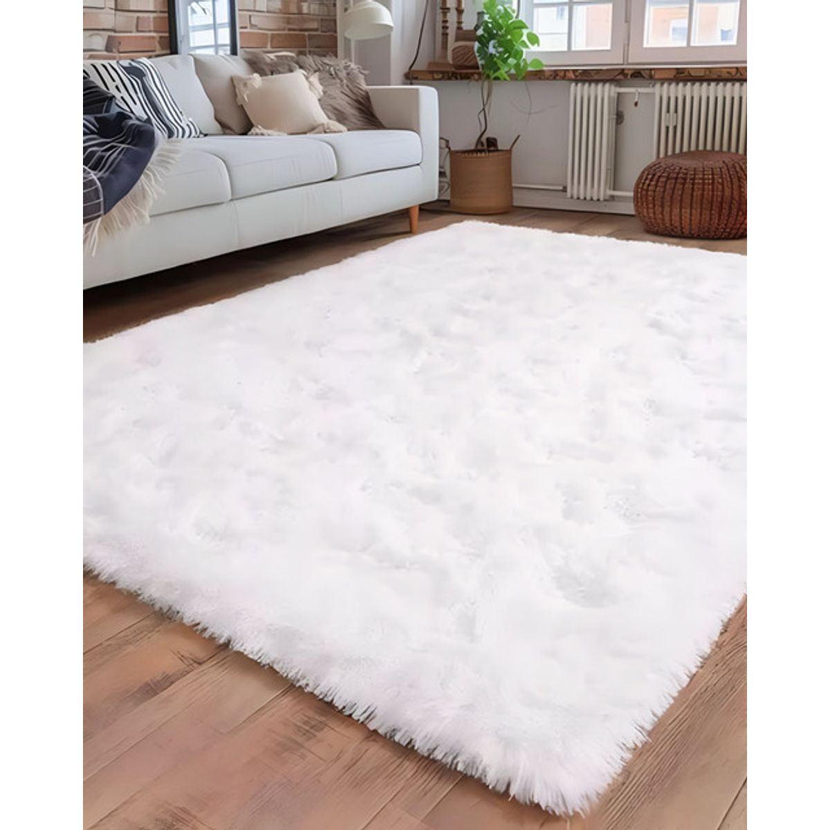 GENERICO - Alfombra Living y Dormitorio Suave 240 x 200 cm Primera Calidad Blanco