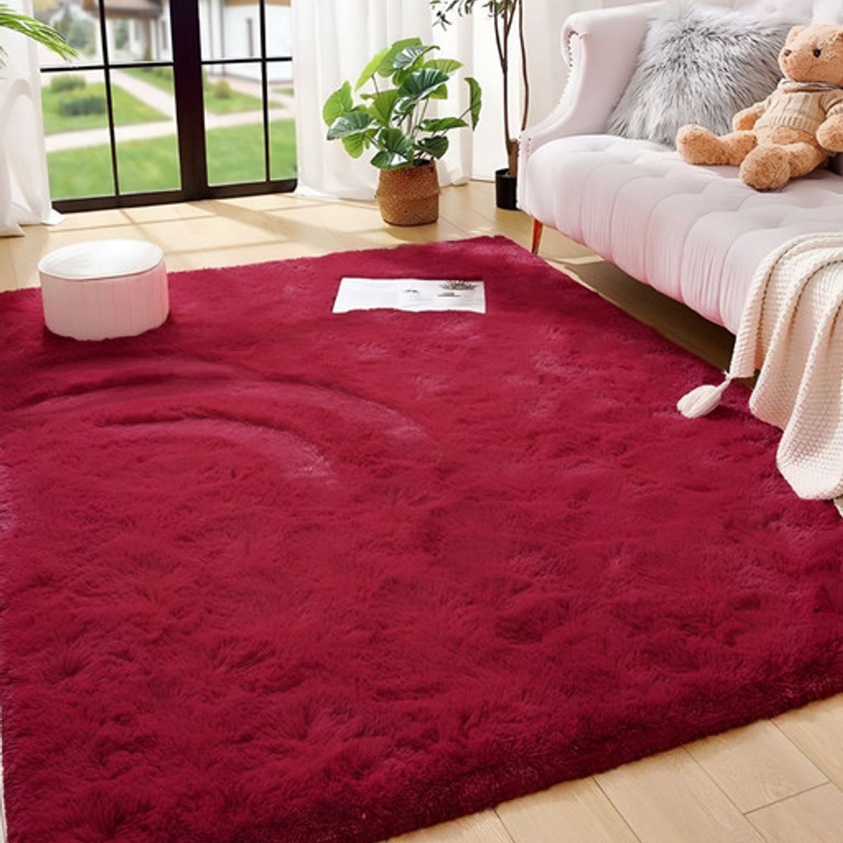 GENERICO - Alfombra Living y Dormitorio Suave 240 x 200 cm Primera Calidad Burdeo