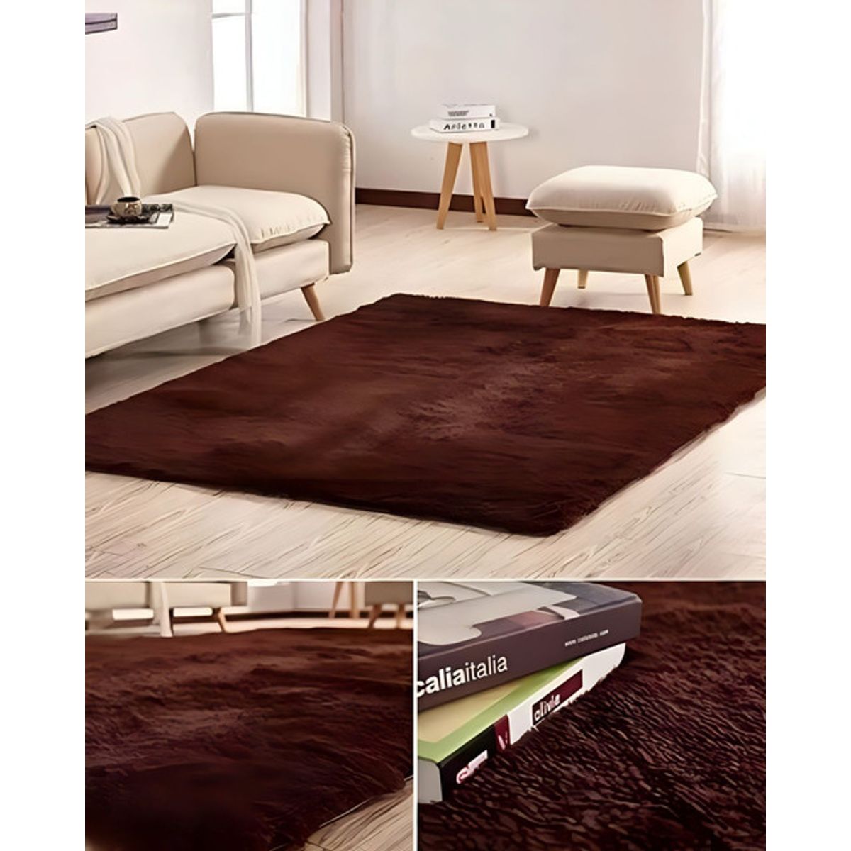 GENERICO - Alfombra Living y Dormitorio Suave 240 x 200 cm Primera Calidad Café