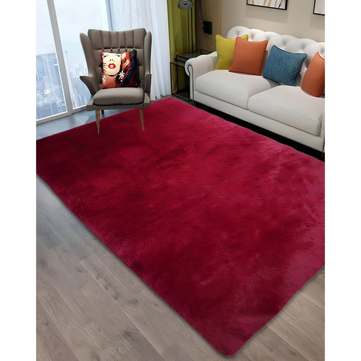GENERICO - Alfombra Living y Dormitorio Suave 200 x 300 cm Primera Calidad Burdeo
