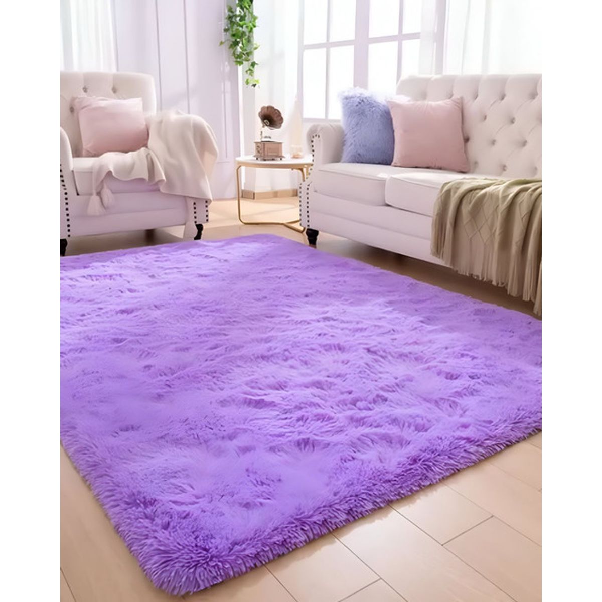 GENERICO - Alfombra peluda Suave 180 x 200 cm Primera Calidad Lila