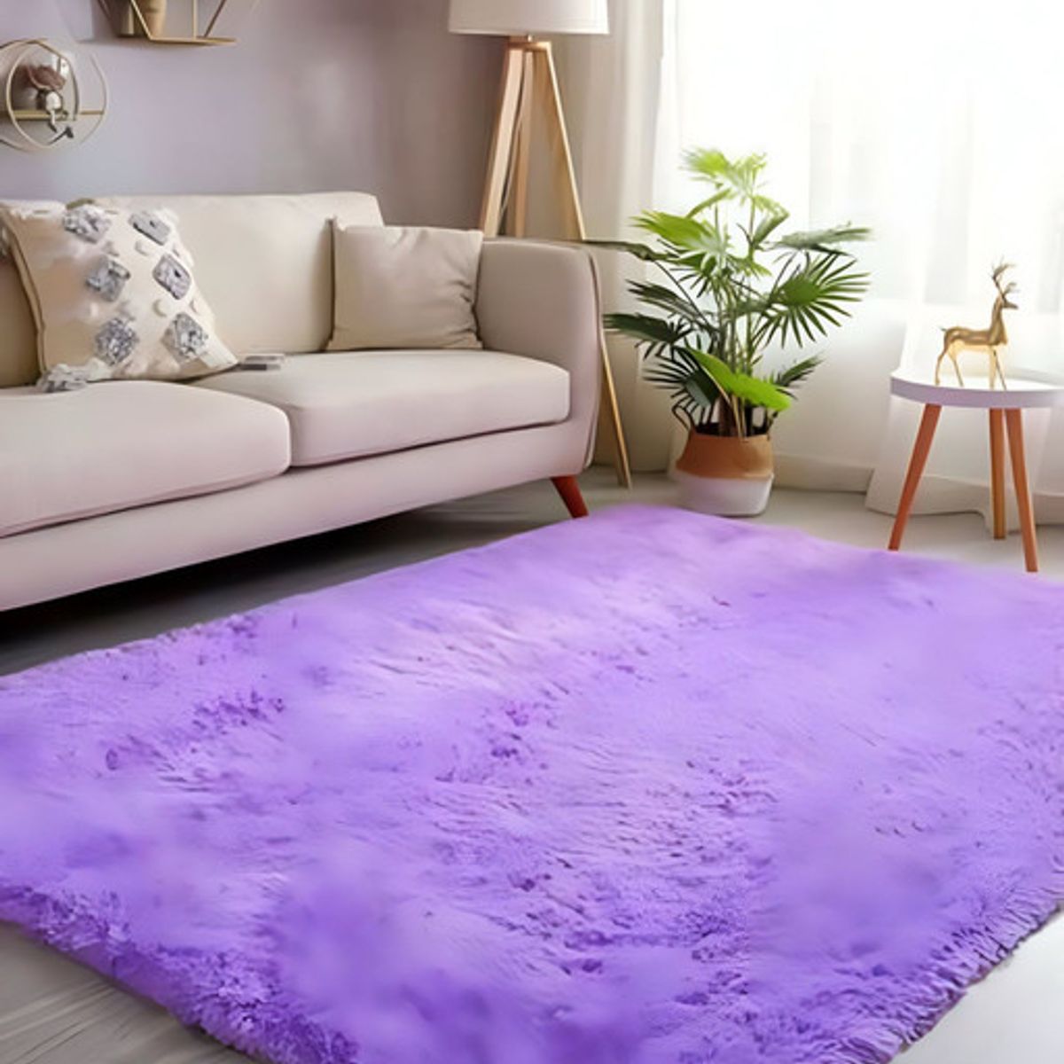 GENERICO - Alfombra peluda Suave 180 x 200 cm Primera Calidad Lila