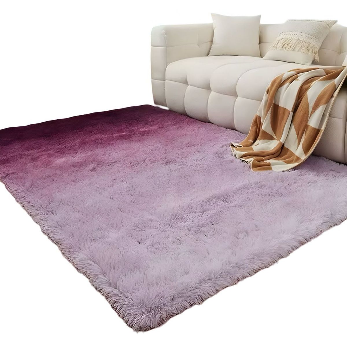 GENERICO - Alfombra Living Dormitorio Suave 180 x 200 cm Morado Jaspeado
