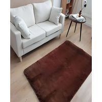 Alfombra peluda Suave 180 x 200 cm Primera Calidad Café