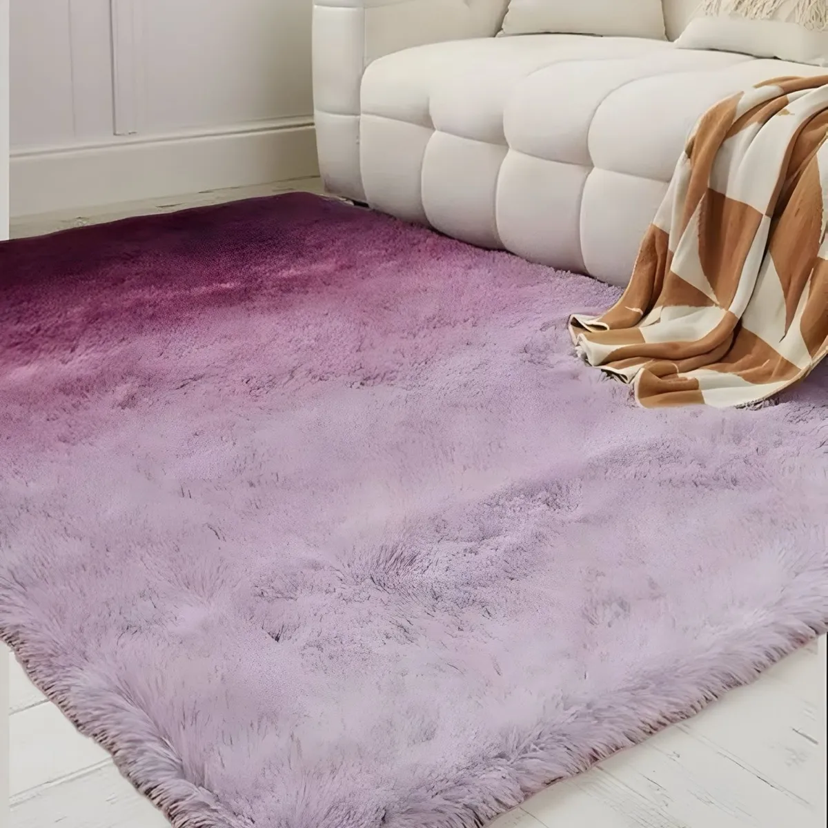 GENERICO - Alfombra Living Dormitorio Suave 240 x 200 cm Morado Jaspeado