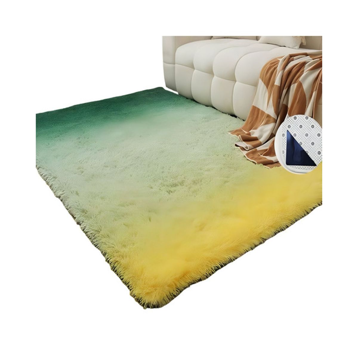 GENERICO - Alfombra peluda Suave 240 x 200 cm Primera Calidad Verde Jaspeado