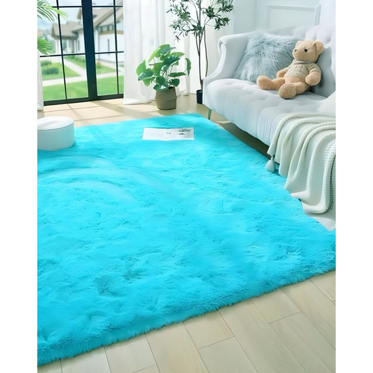 GENERICO - Alfombra peluda Suave 240 x 200 cm Primera Calidad Celeste