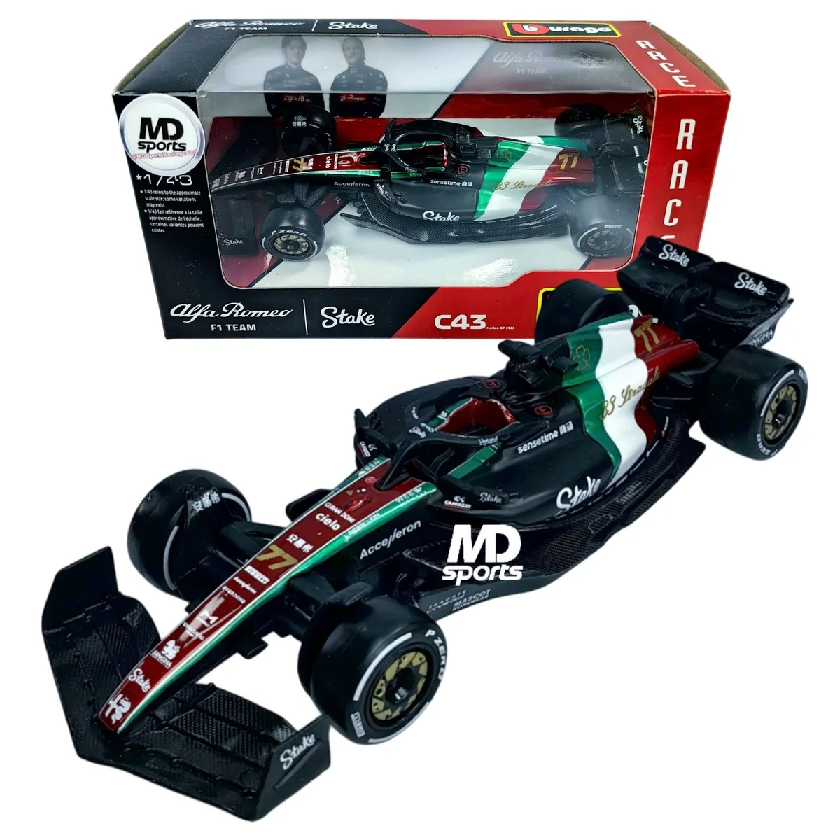 BBURAGO - Auto F1 Alfa Romeo C43 Monza 2023 V. Bottas Caja Normal 1:43