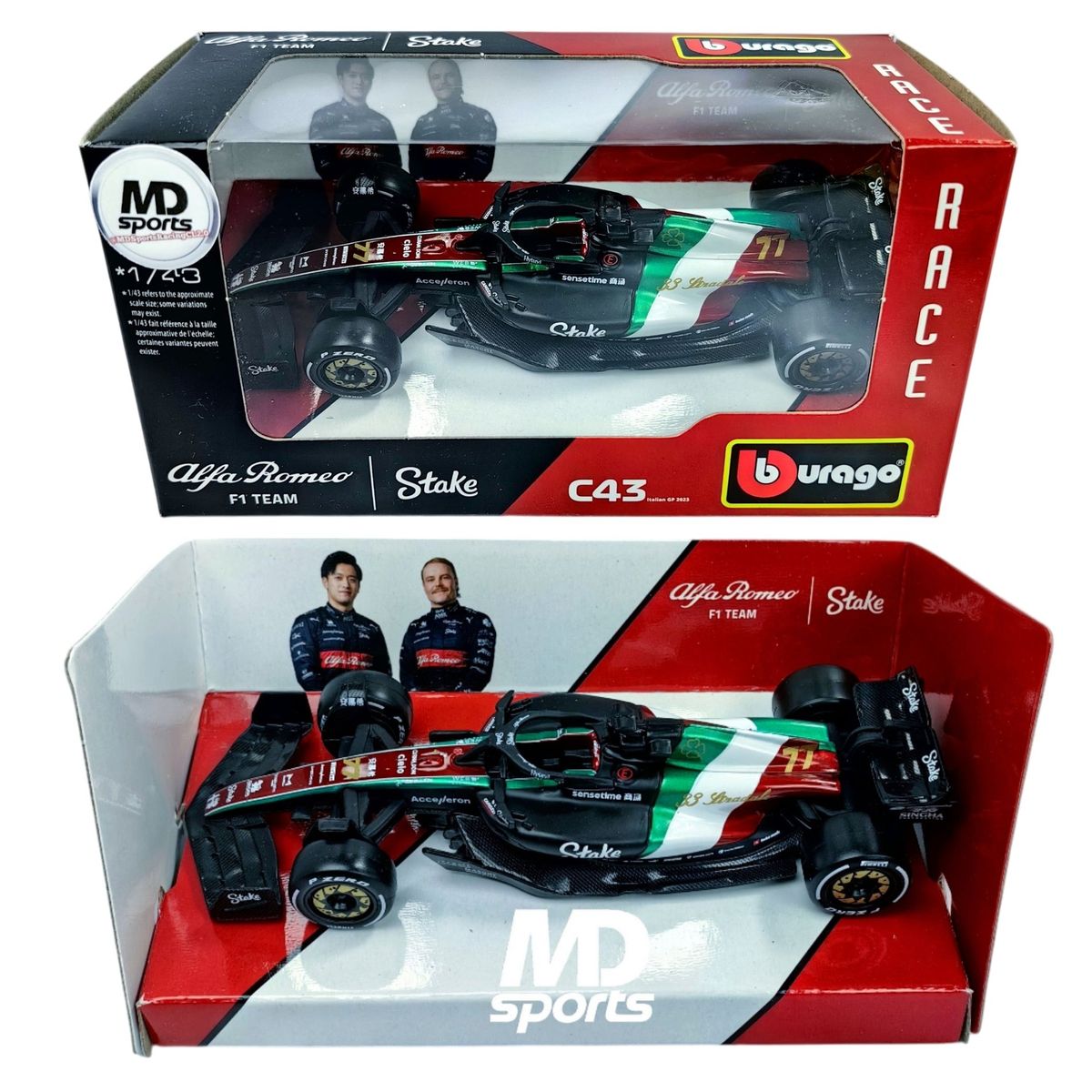 BBURAGO - Auto F1 Alfa Romeo C43 Monza 2023 V. Bottas Caja Normal 1:43