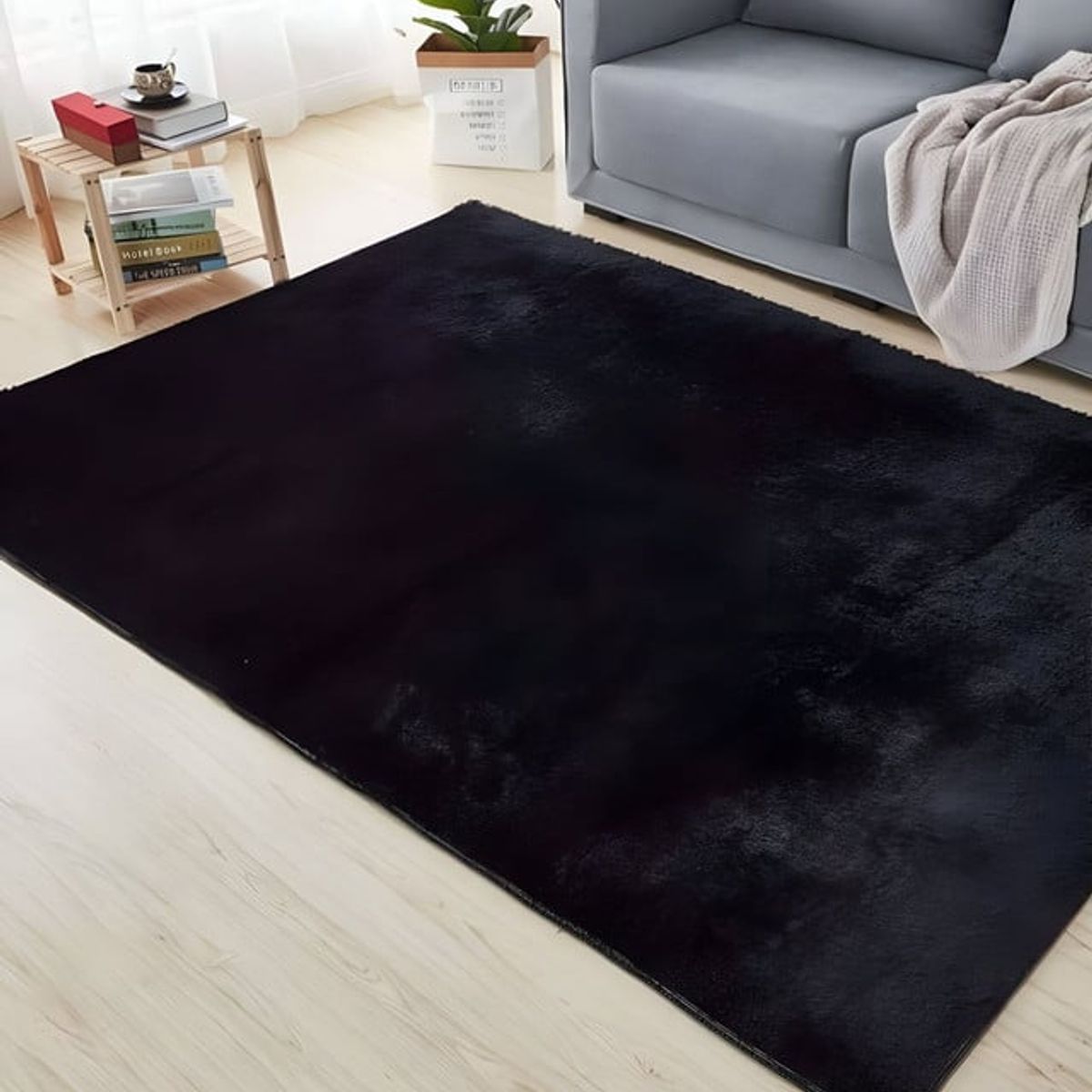 GENERICO - Alfombra peluda Suave 180 x 200 cm Primera Calidad Negro