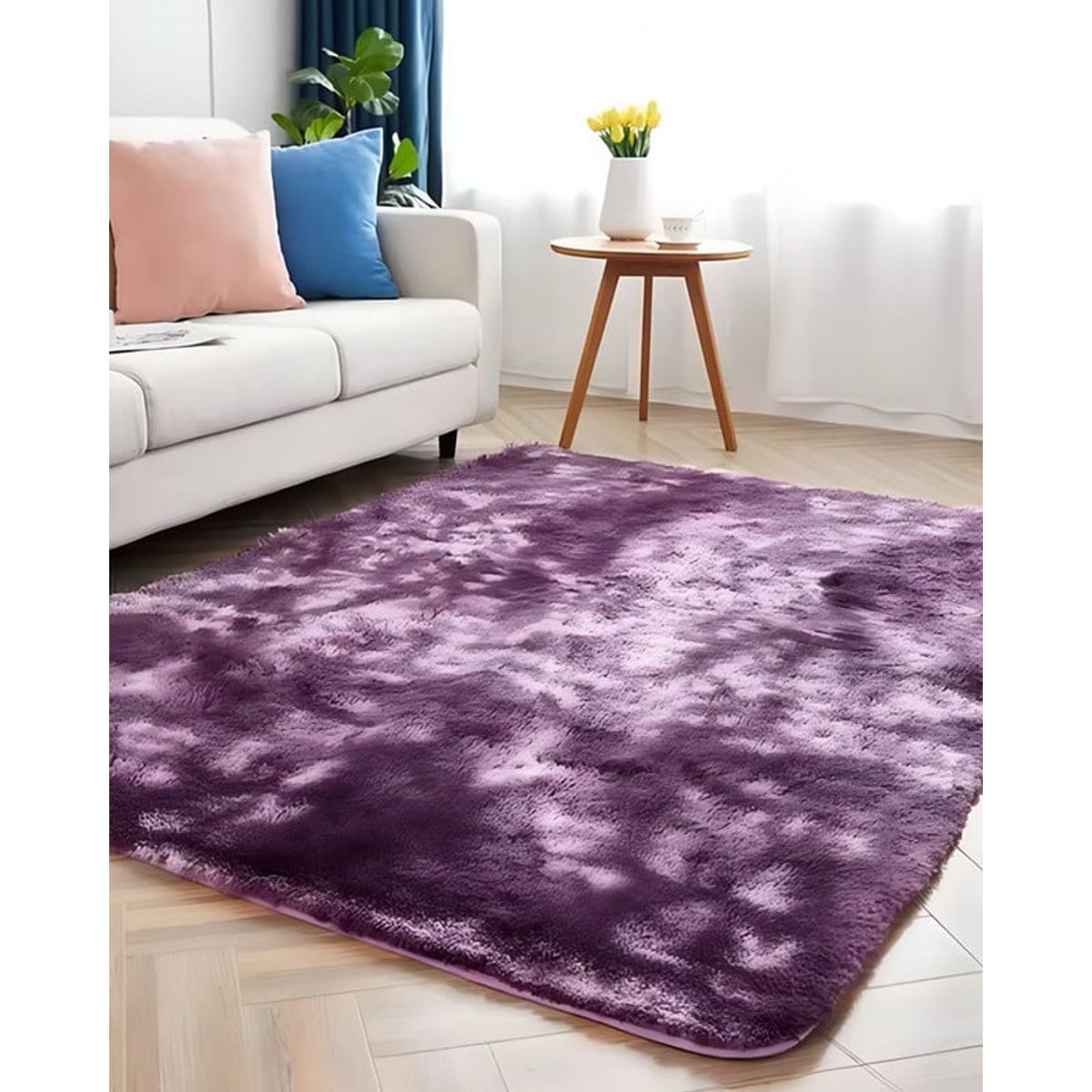 GENERICO - Alfombra peluda Suave 180 x 200 cm Primera Calidad Violeta