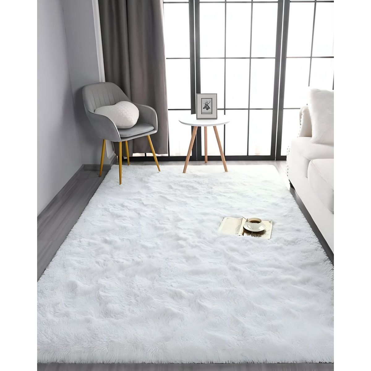 GENERICO - Alfombra peluda Suave 180 x 200 cm Primera Calidad Blanco