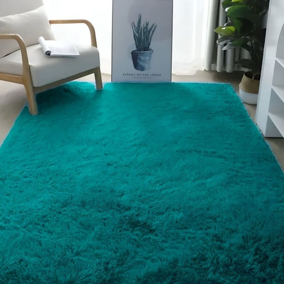 GENERICO - Alfombra peluda Suave 180 x 200 cm Primera Calidad Turquesa