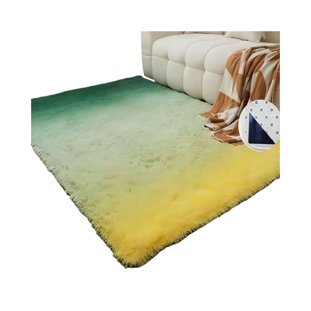 GENERICO - Alfombra peluda Suave 180 x 200 cm Primera Calidad Verde Jaspeado