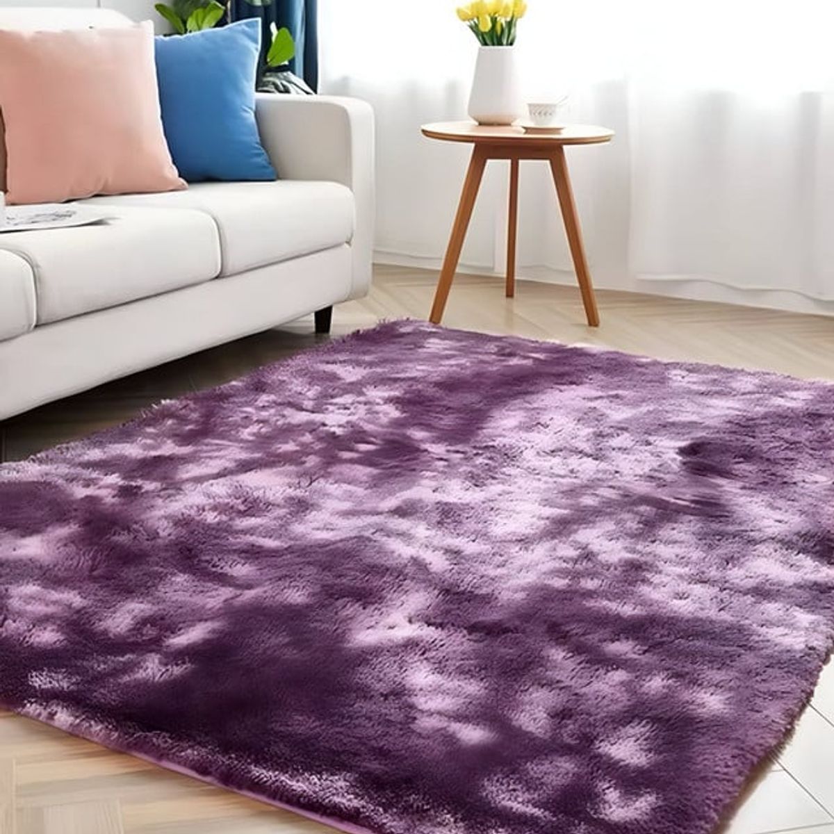 GENERICO - Alfombra peluda Suave 240 x 200 cm Primera Calidad Violeta