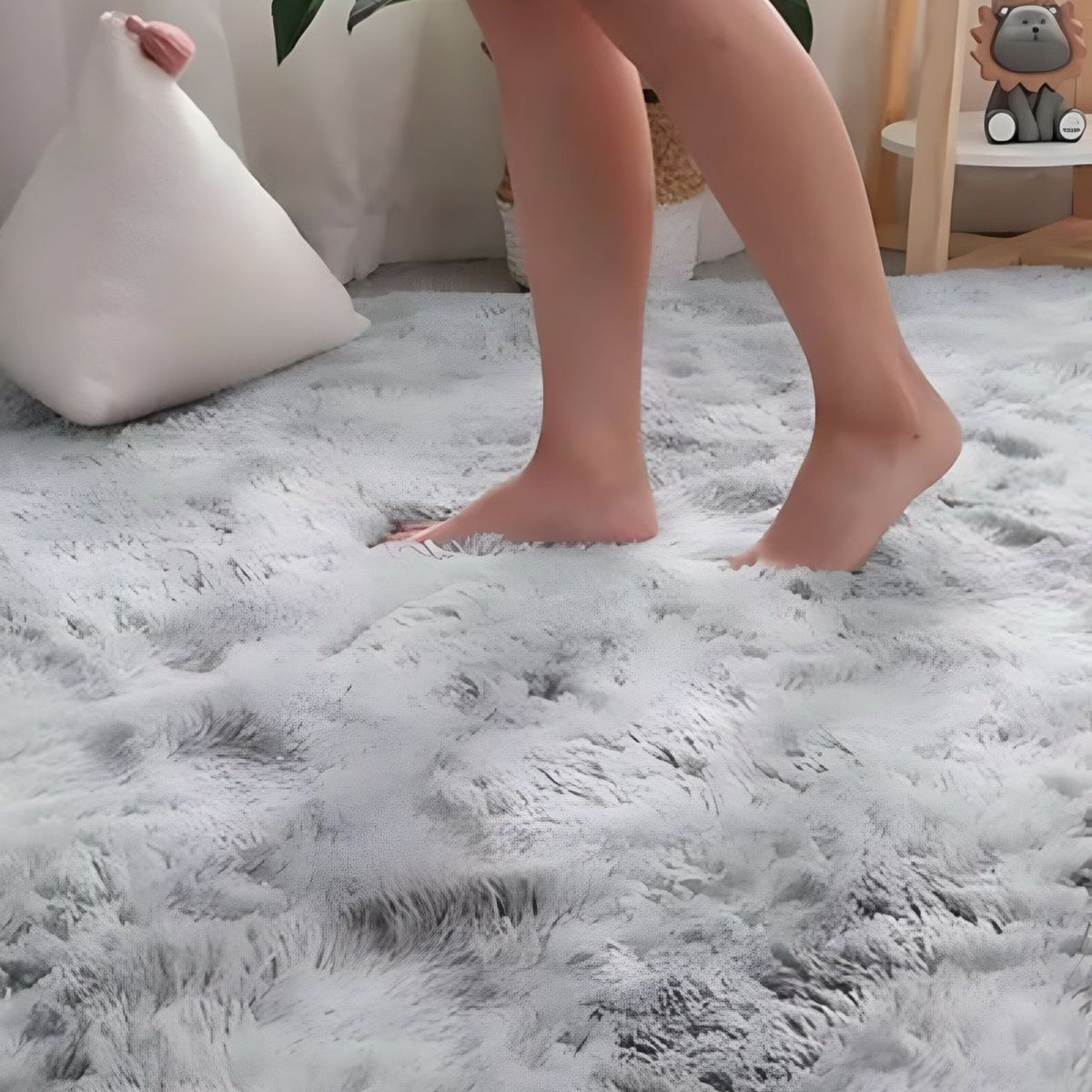 GENERICO - Alfombra peluda Suave 180 x 200 cm Primera Calidad Blanco y Gris