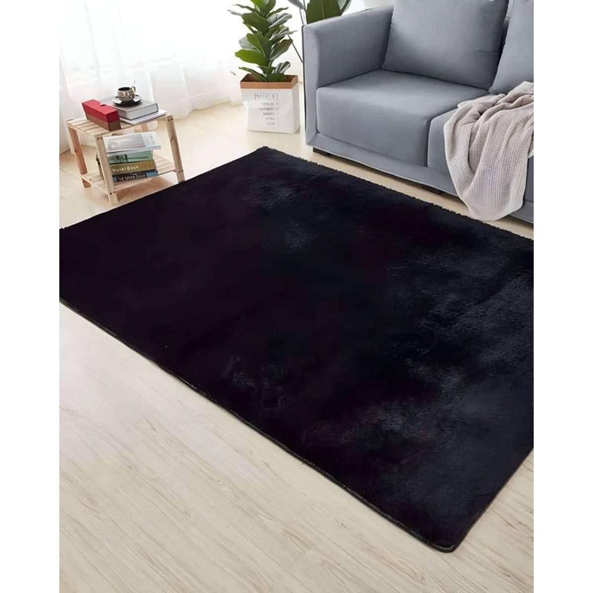 GENERICO - Alfombra peluda Suave 180 x 200 cm Primera Calidad Negro