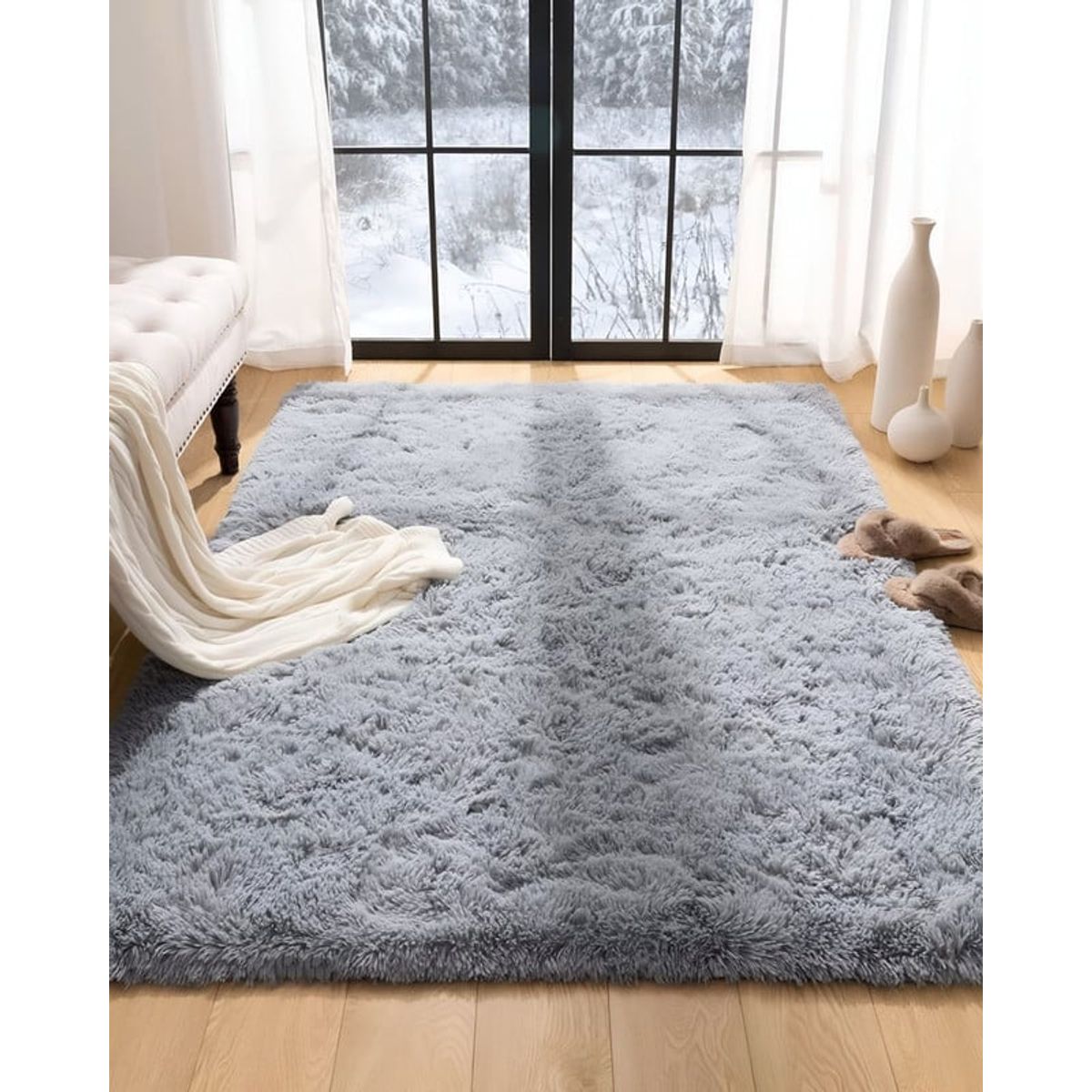 Alfombra peluda Suave 180 x 200 cm Primera Calidad Gris, marca GENERICO - Foto Principal