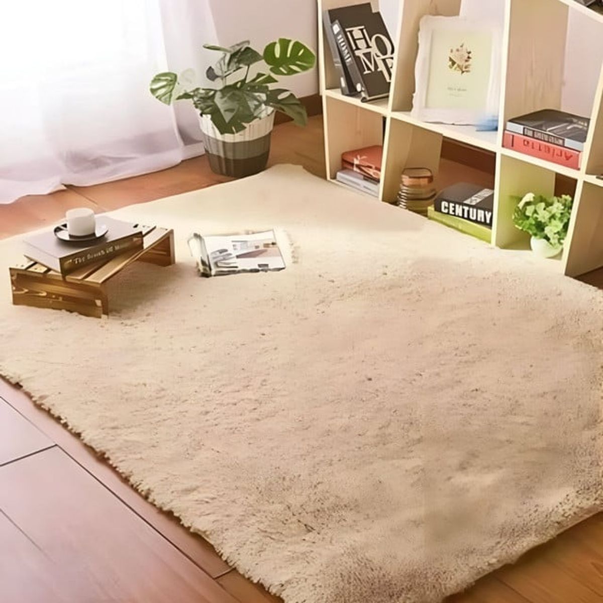 GENERICO - Alfombra peluda Suave 240 x 200 cm Primera Calidad Beige