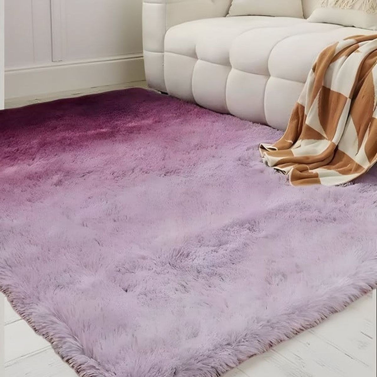 GENERICO - Alfombra peluda Suave 240 x 200 cm Primera Calidad Violeta Jaspeado