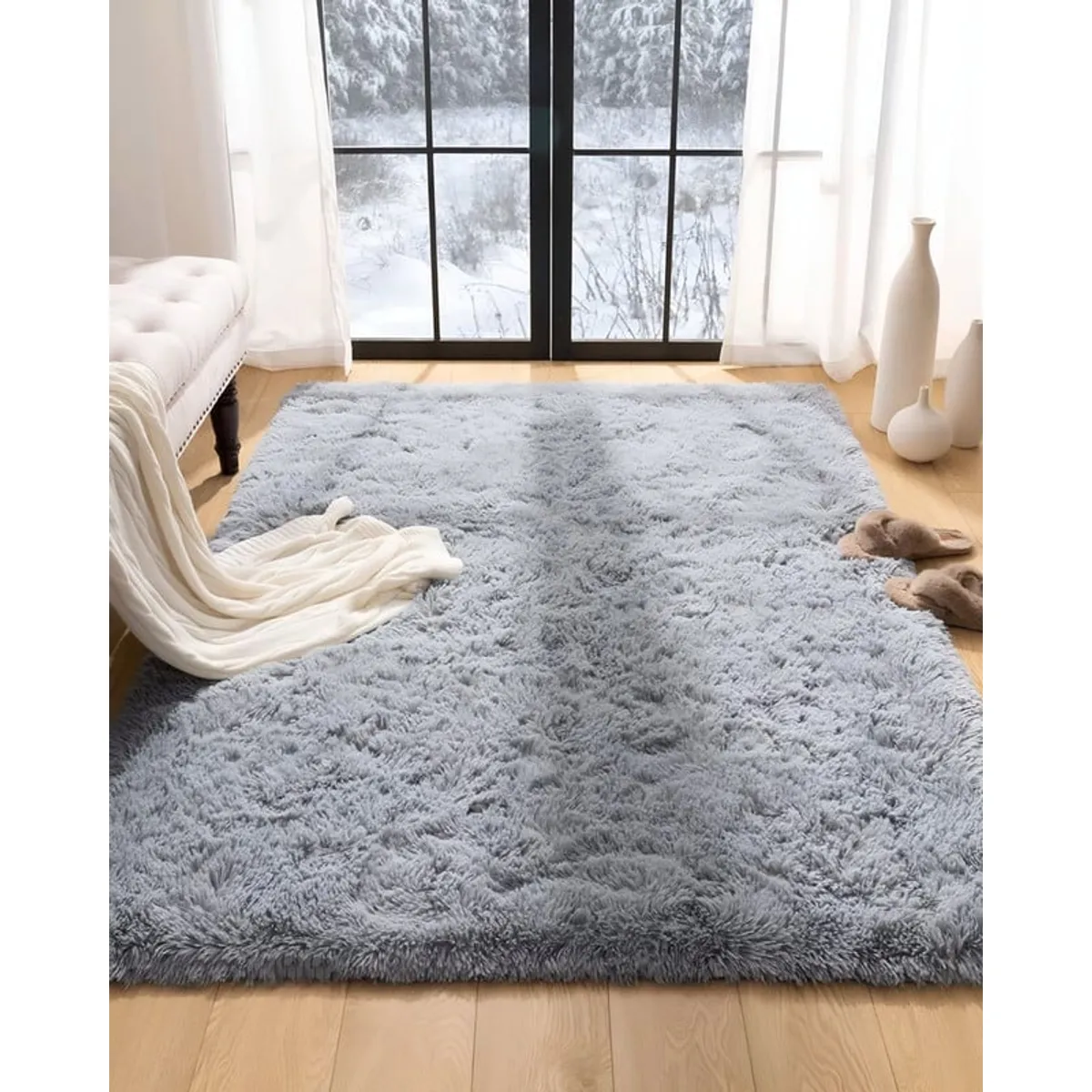GENERICO - Alfombra peluda Suave 240 x 200 cm Primera Calidad Gris