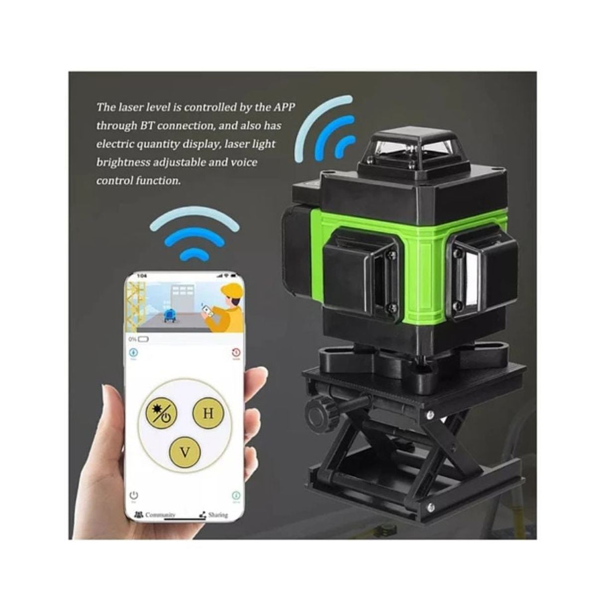 GENERICO - Nivel Láser Multifuncion 16 Líneas Profesional Trípode Base