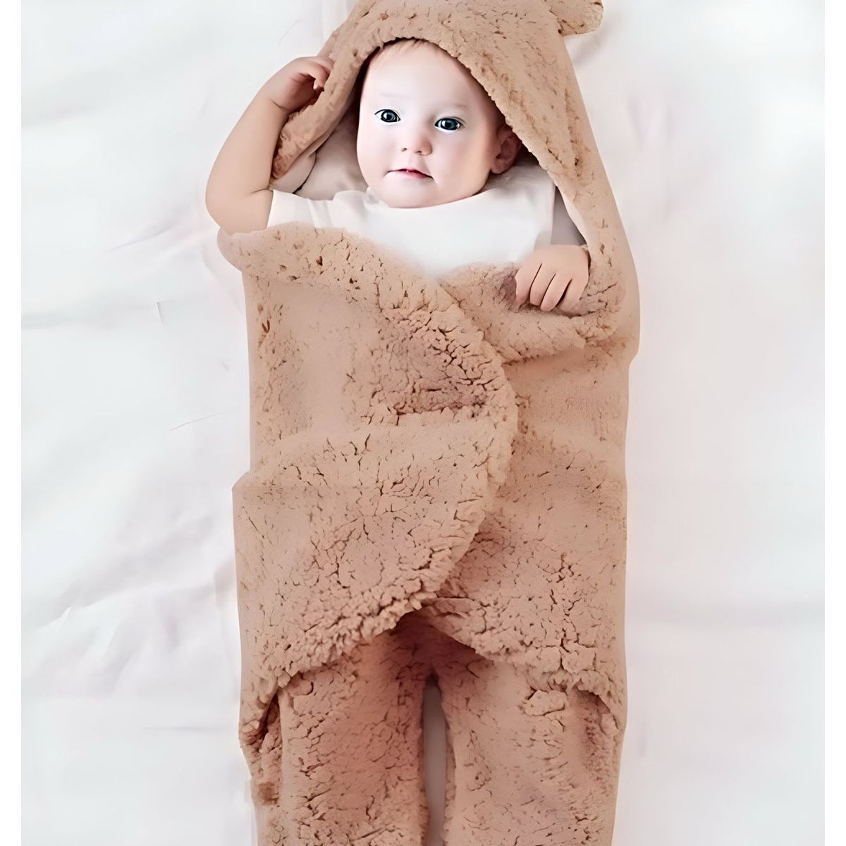 GENERICO - FRAZADA MANTA BEBÉ DE OSO COBERTOR BEIGE