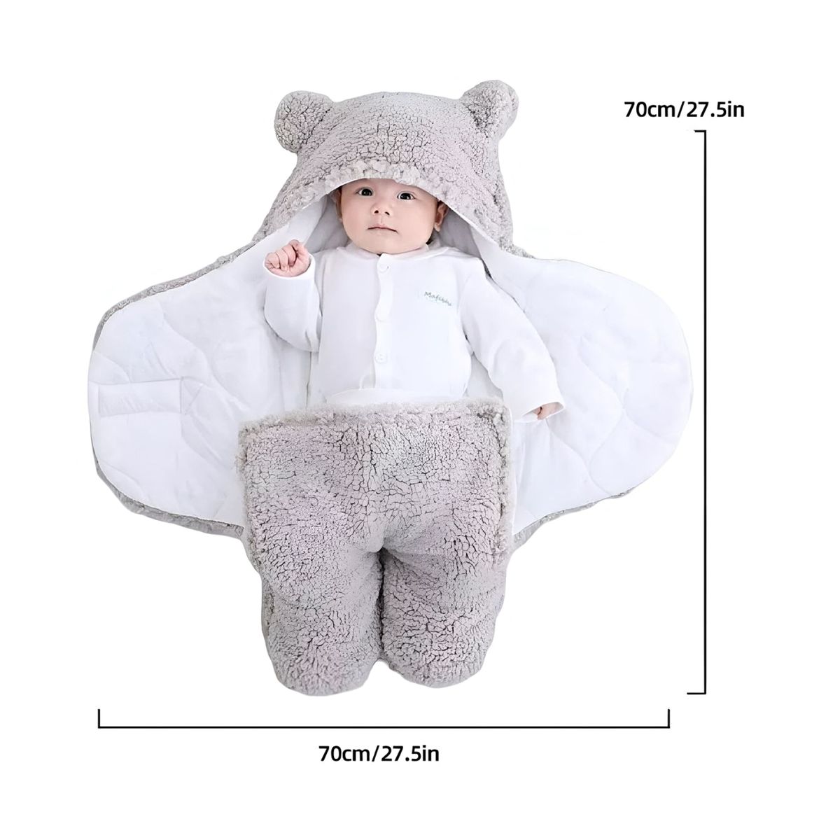 GENERICO - FRAZADA MANTA BEBÉ DE OSO COBERTOR GRIS
