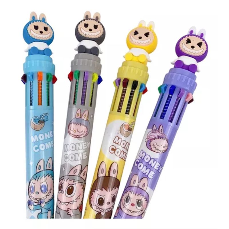 GENERICO - Lápiz Pasta 10 Colores Diseño Labubu, Kawaii, Escolar