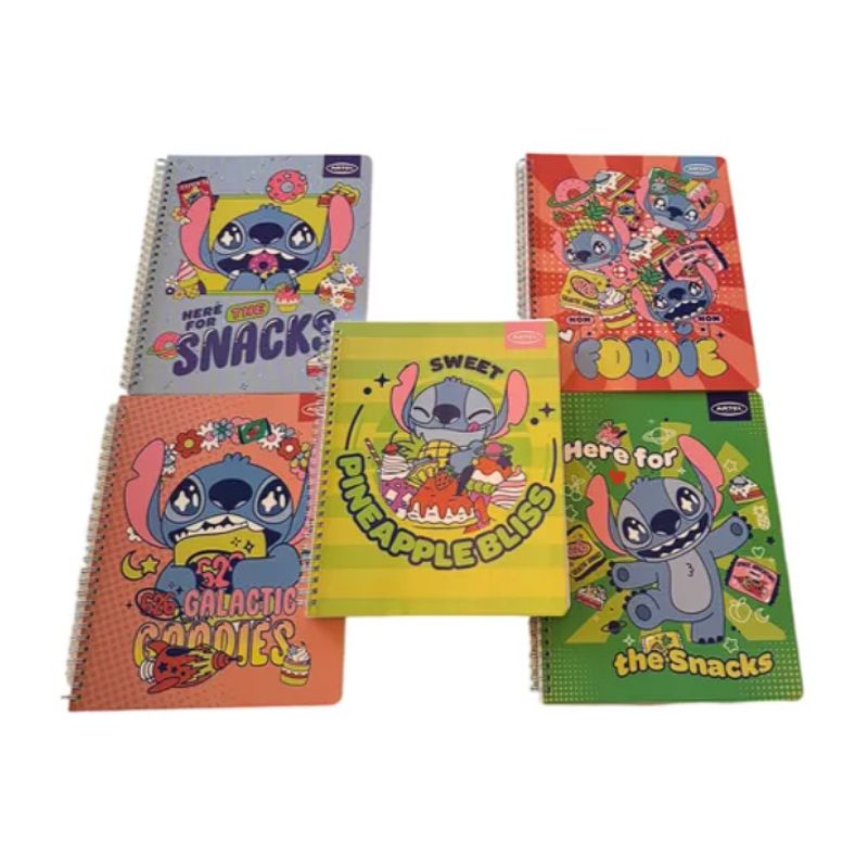 GENERICO - Set 5 Cuadernos Stitch 100 Hojas, Kawaii, Escolar