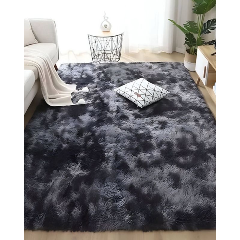 GENERICO - Alfombra Living Dormitorio Suave 180 x 200 cm Negro Jaspeado