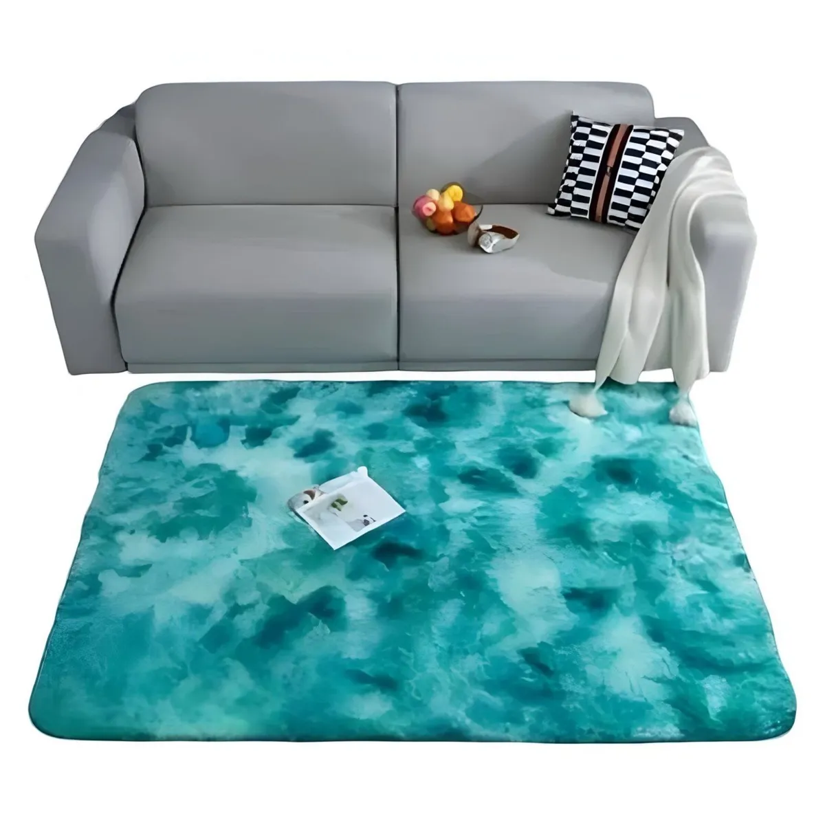 GENERICO - Alfombra Living Dormitorio Suave 180 x 200 cm Turquesa