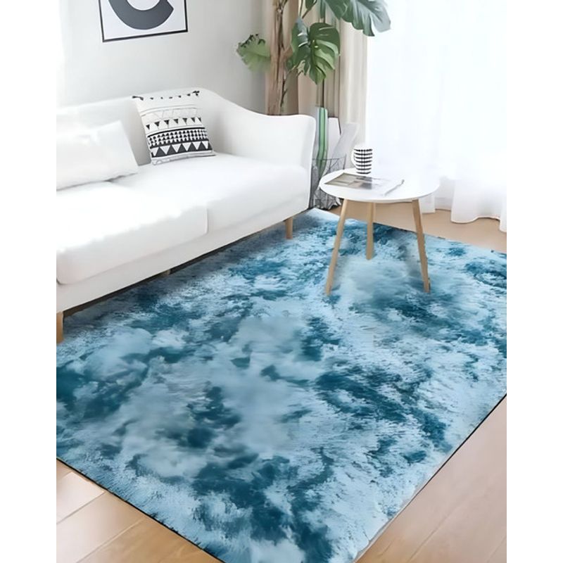 GENERICO - Alfombra Living Dormitorio Suave 180 x 200 cm Azul Jaspeado