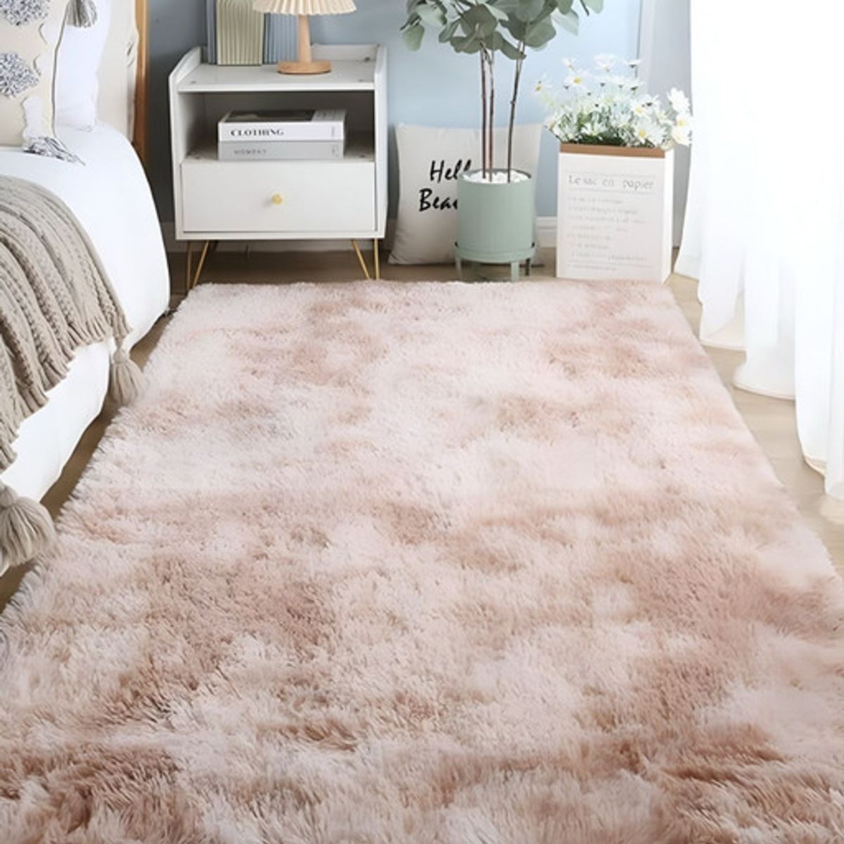 GENERICO - Alfombra Living Dormitorio Suave 240 x 200 cm Beige Jaspeado