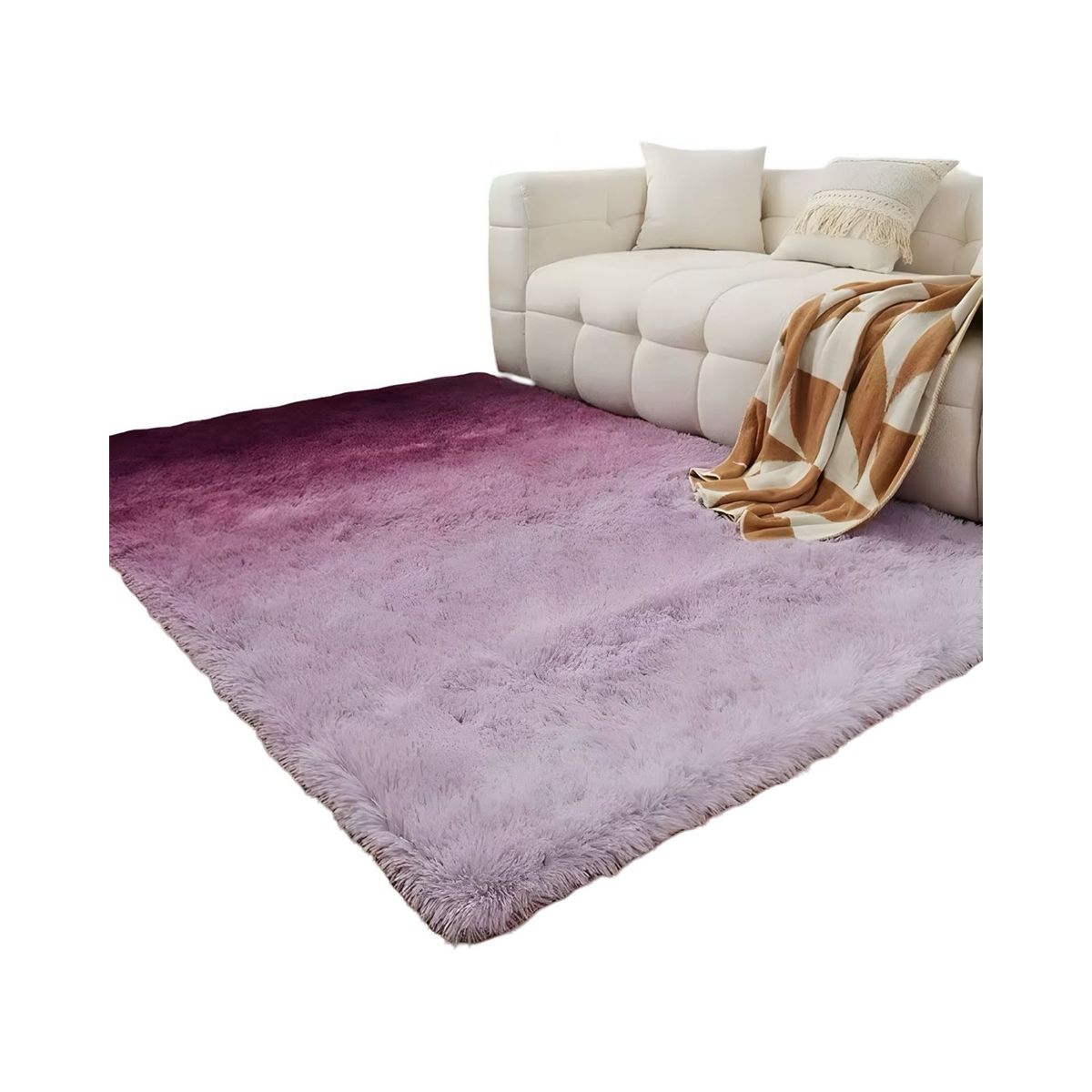 GENERICO - Alfombra Living Dormitorio Suave 240 x 200 cm Morado Jaspeado