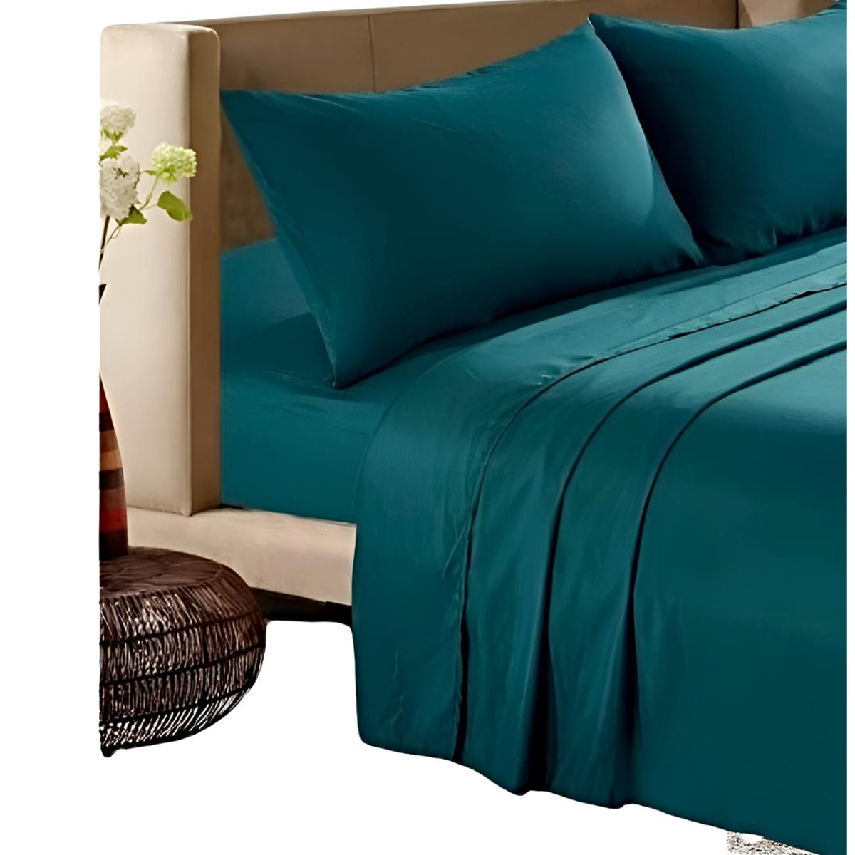 GENERICO - JUEGO DE SABANAS 200 HILOS PLAZA Y MEDIA VERDE