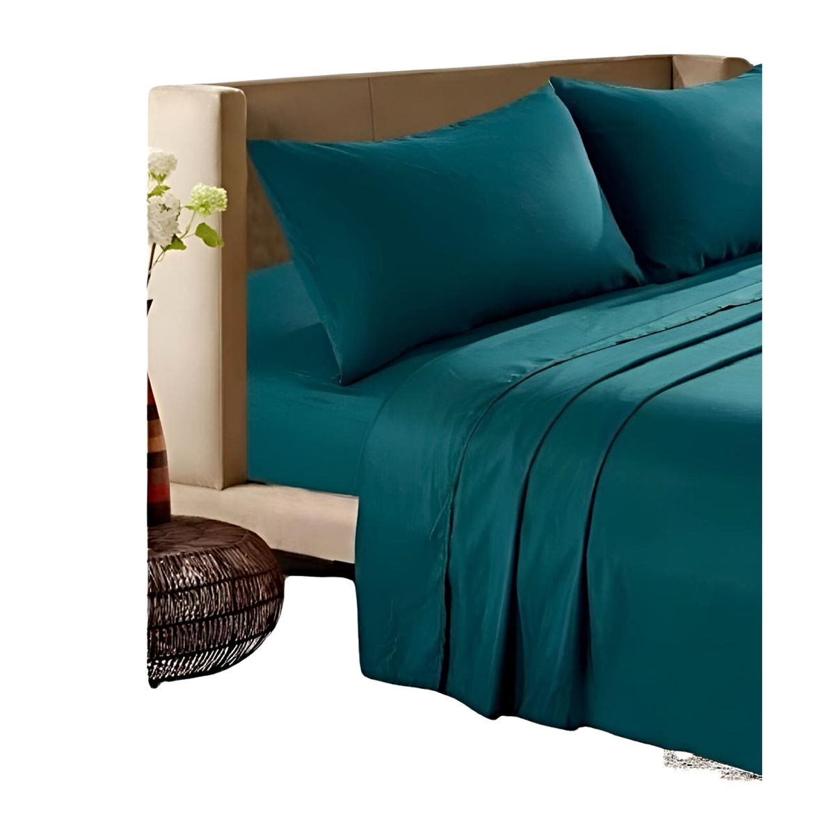 GENERICO - JUEGO DE SABANAS 200 HILOS PLAZA Y MEDIA VERDE