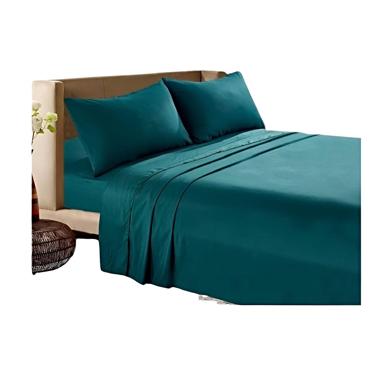 GENERICO - JUEGO DE SABANAS 200 HILOS PLAZA Y MEDIA VERDE