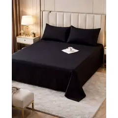 GENERICO - JUEGO DE SABANAS DE 200 HILOS 2 PLAZAS NEGRO