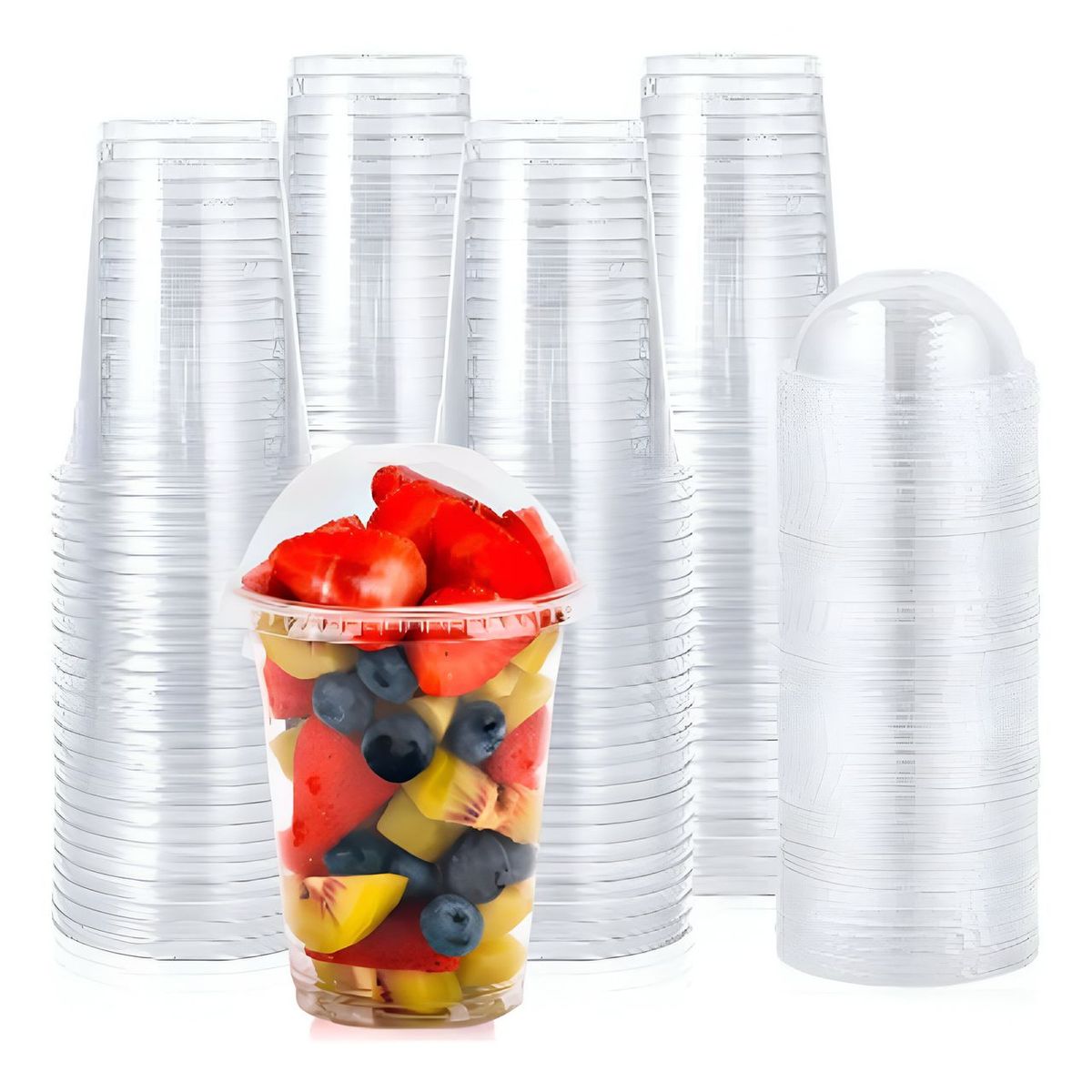 GENERICO - Pack 50 Vasos Desechable Plastico con tapa