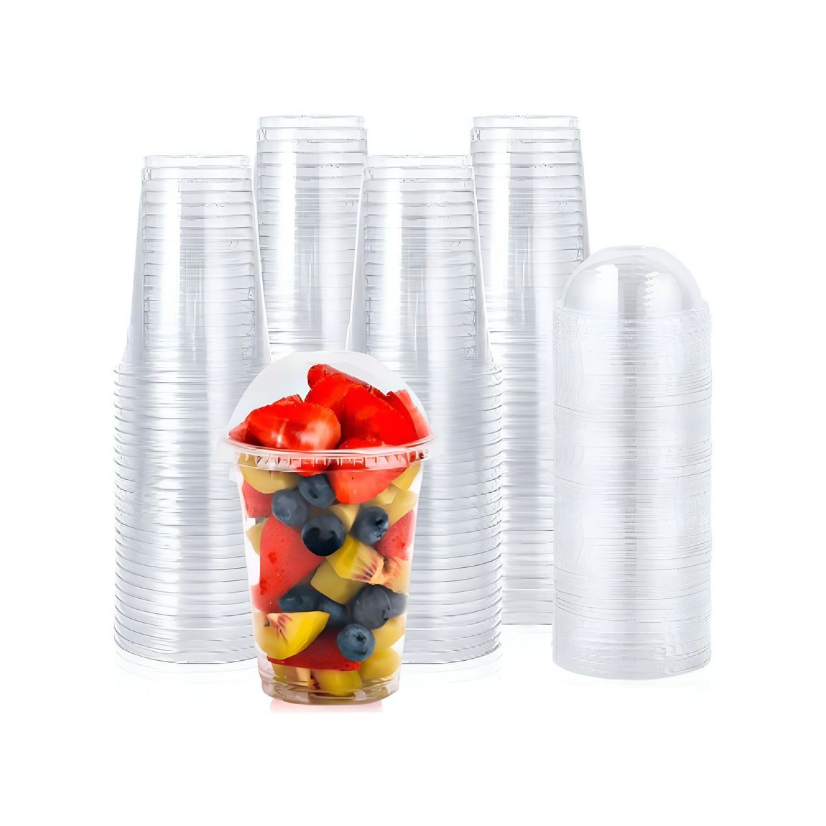 GENERICO - Pack 50 Vasos Desechable Plastico con tapa