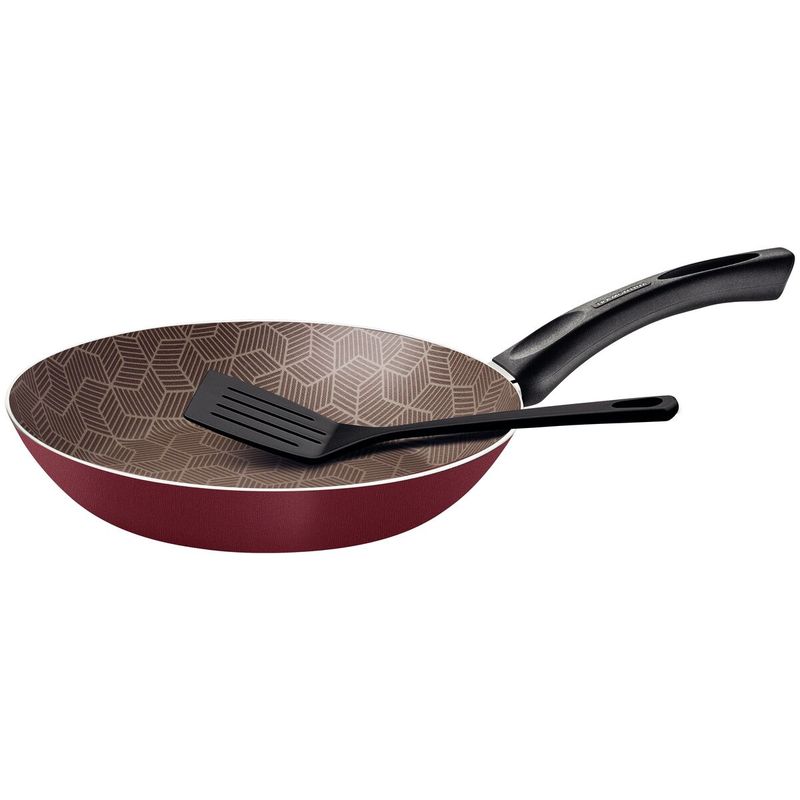 TRAMONTINA - Sartén Tramontina Paris en Aluminio con Revestimiento Interno y Externo con Antiadherente Starflon Max Rojo con Espátula de Nylon 30 cm 2,5 L
